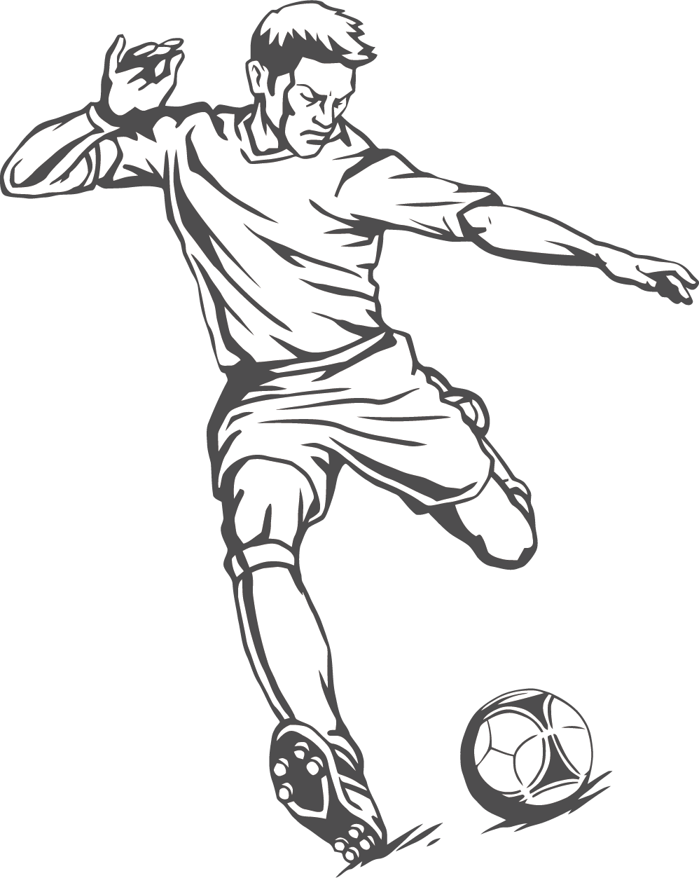 Kick Hand Painted Footballer - Drawing Of A Footballer Clipart (998x1253), Png Download