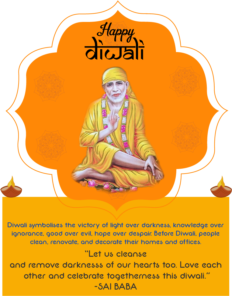 Shirdi Sai Baba Happy Diwali Greetings Wallpapers Free - Happy Diwali Sai Baba Clipart (800x1057), Png Download