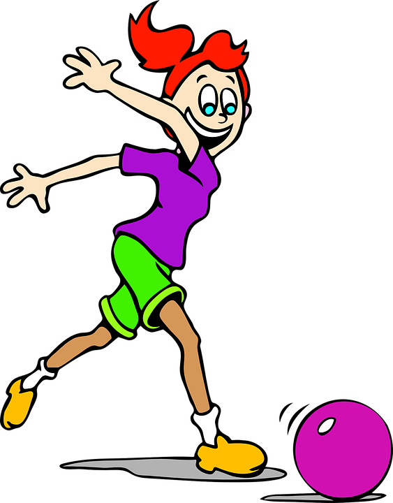 Girl Soccer Happy Kid Ball Football Playing Fun - Girl Rolling A Ball Clipart (563x720), Png Download