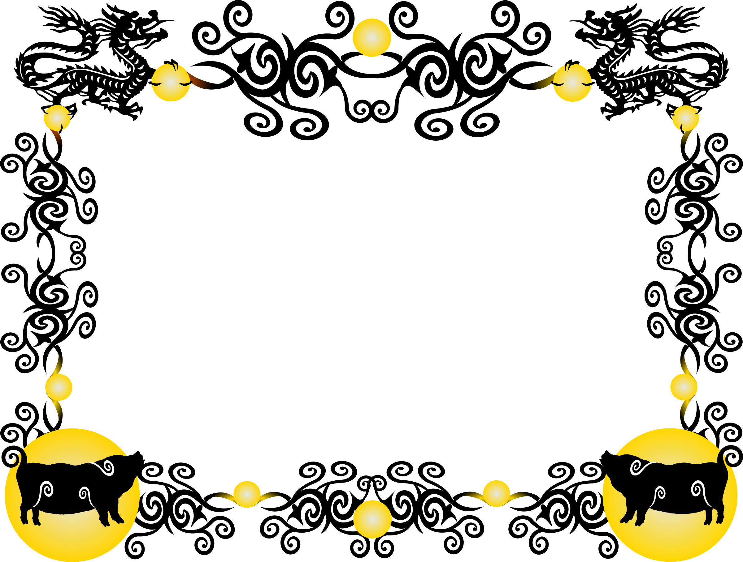 Chinese New Year Pig Borders Clipart - Chinese New Year 2019 Border - Png Download (2400x1818), Png Download