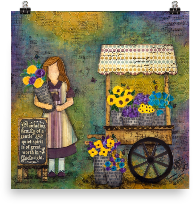 Art Print "beauty Of Great Worth" Flower Stand Girl - Craft Clipart (1000x1000), Png Download