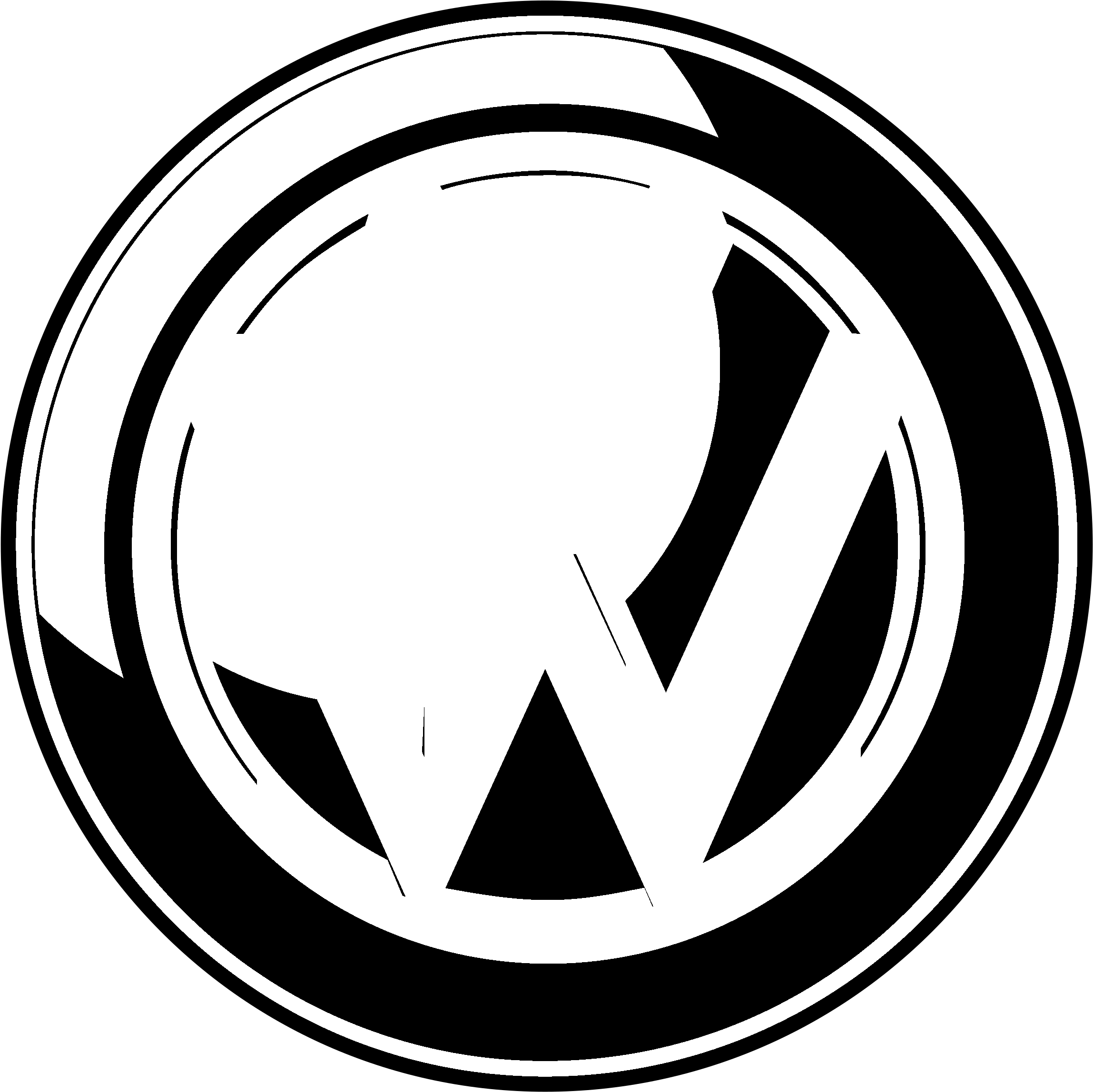 Volkswagen Logo Black And White - Vw Campervan Logo Clipart (2400x2419), Png Download