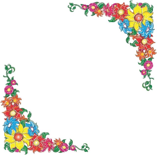 Flowery Border Background Vector - Mexican Flowers Clipart Border - Png Download (640x640), Png Download