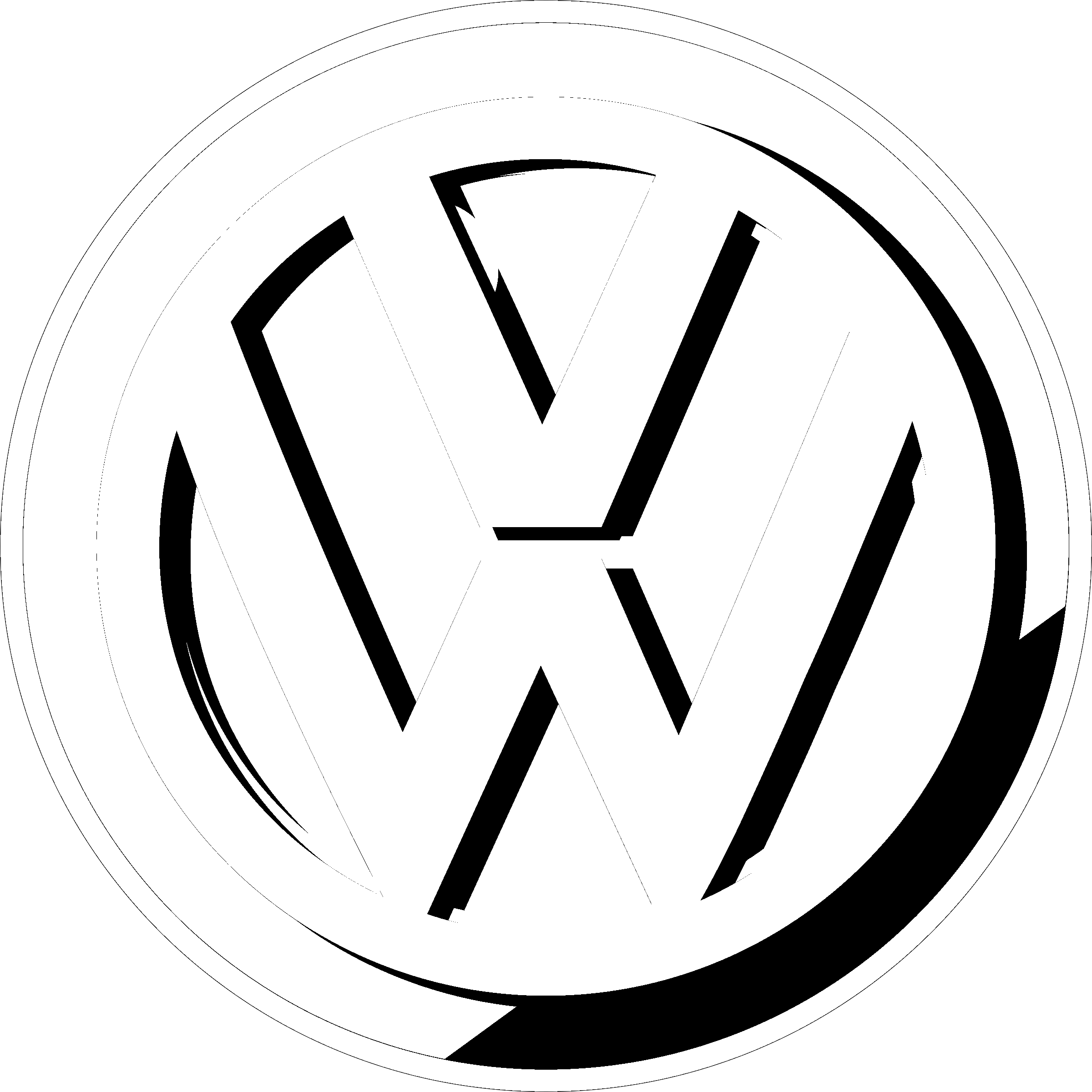 Volkswagen Logo Black And White - Circle Clipart (2400x2401), Png Download