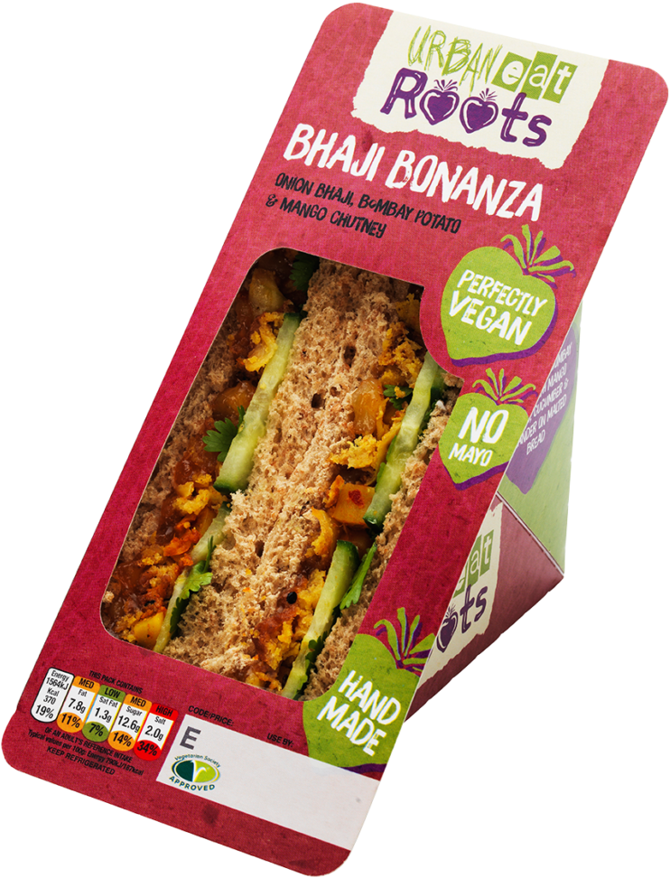 Bhaji Bonanza - Packaged Sandwiches Urban Eats Clipart (822x1024), Png Download