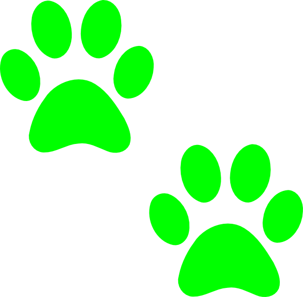 Green Paw Prints Clip Art At Vector Clip Art - Dog Paw Print Green - Png Download (600x588), Png Download