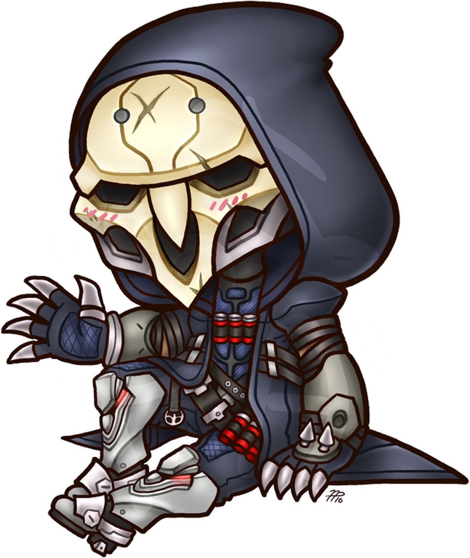 Reaper Sticker - Overwatch Characters Chibi Png Clipart (1024x1196), Png Download