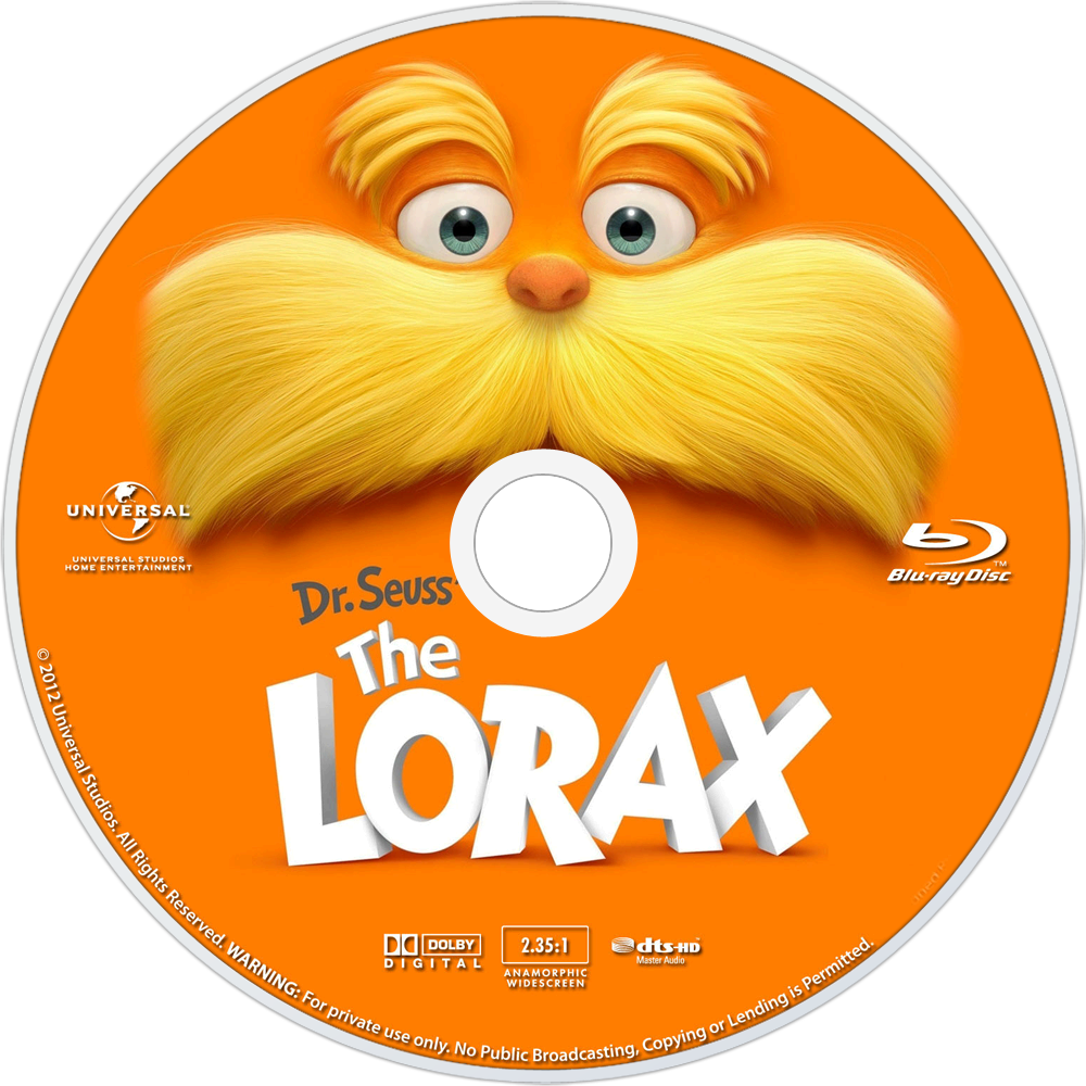 Seuss' The Lorax Bluray Disc Image - Lorax Blu Ray Disc Clipart (1000x1000), Png Download