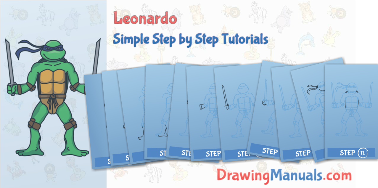 How To Draw Leonardo, Teenage Mutant Ninja Turtles, - Drawing Clipart (1276x642), Png Download