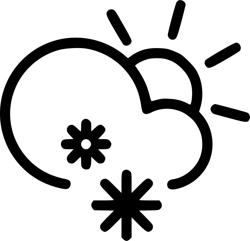 Snow Cloud Png Black And White Transparent Snow Cloud - Cloud Sun Wind Clipart (980x942), Png Download