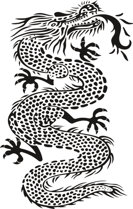 Dragon, Monster, Black, Tattoo, No Background, Teeth - Mentahan Tato Tangan Clipart (458x720), Png Download