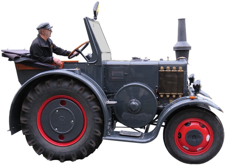 Tractor, Bulldog, Lanz, Oldtimer, Png, Isolated - Tractor Side View Png Clipart (960x634), Png Download