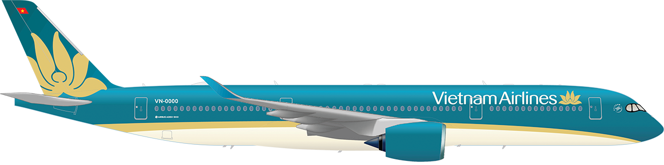 Airbus A350 - Vietnam Airlines A350 Premium Economy Clipart (1303x325), Png Download