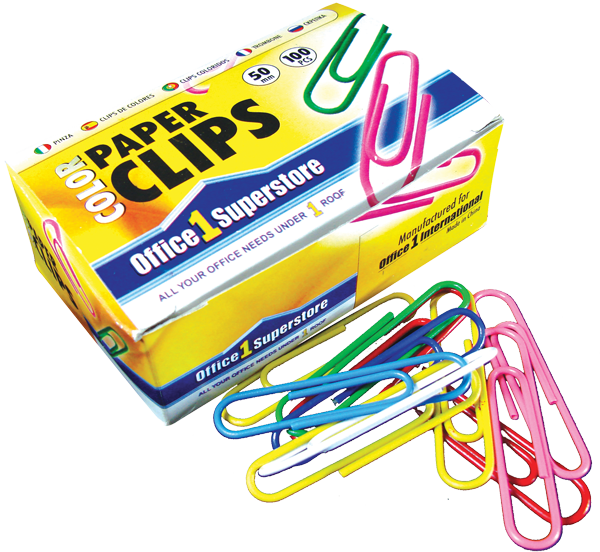 O1s Color Paper Clips 50mm, 100 Pcs/box - Paper Clip In A Box - Png Download (600x552), Png Download