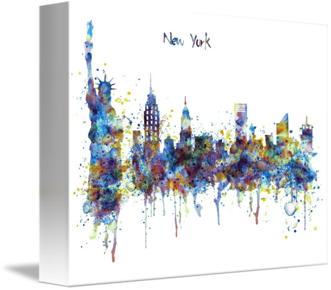 "new York Skyline Watercolor" By Marian Voicu, Bucharest - New York City Clipart (650x570), Png Download