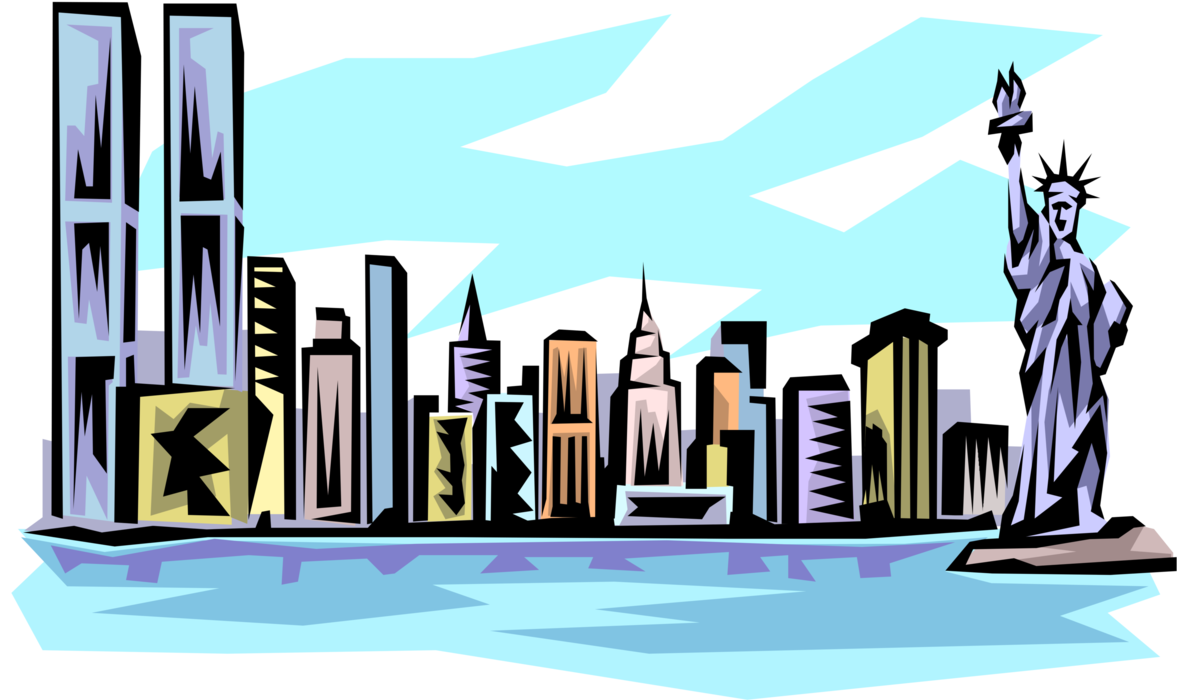 Vector Illustration Of Pre 9/11 New York Skyline With - New York Skyline Clip Art - Png Download (1177x700), Png Download