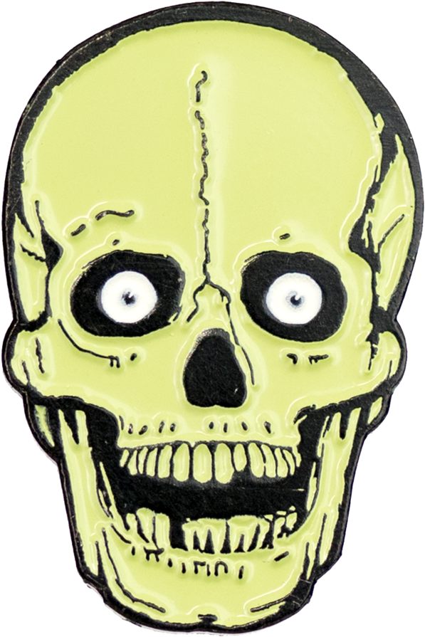 Green Skull Enamel Pin - Horror Movies Enamel Png Clipart (597x895), Png Download