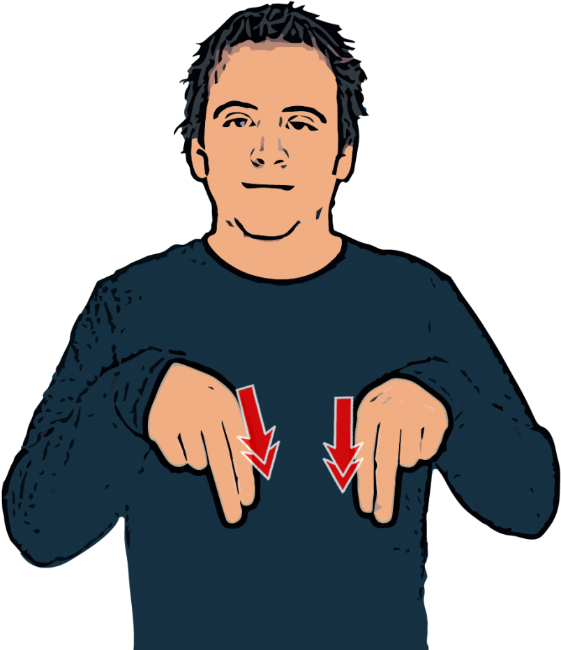 Bsl, Middle And Index Fingers On Both Hands Pointing - British Sign Language Saturday Clipart (847x930), Png Download