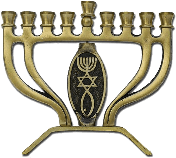 Grafted In Brass Hanukkah Menorah - Messianic Hanukkah Menorah Clipart (650x650), Png Download