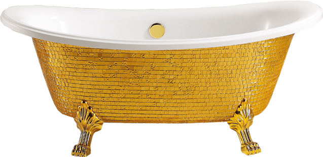 Elegant Gold Mosaic Bathtub - Bathtub Gold Png Clipart (800x600), Png Download