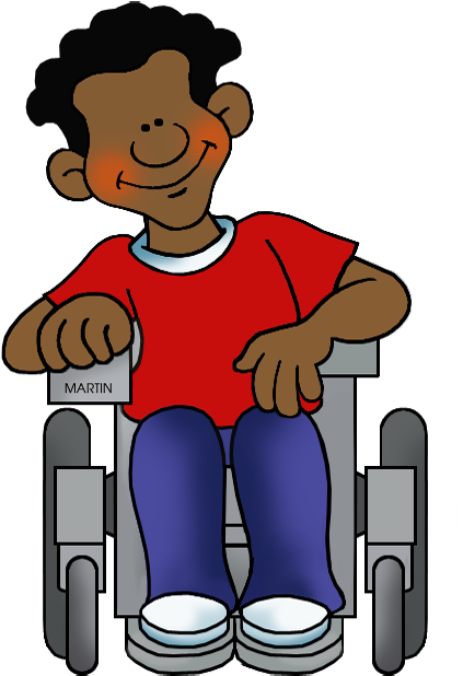 School Clip Art By Phillip Martin, Student In Wheelchair - Person In A Wheelchair Clipart - Png Download (502x648), Png Download