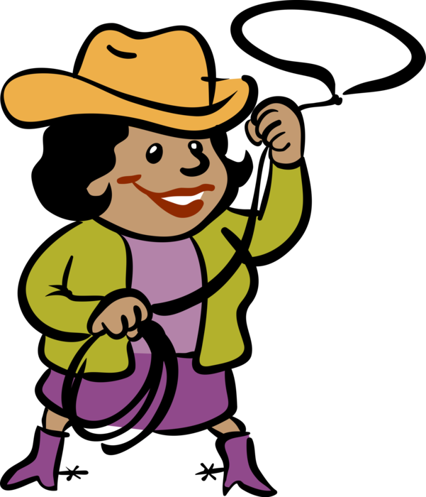 Vector Illustration Of Businesswoman Cowgirl With Spurs, Clipart (601x700), Png Download
