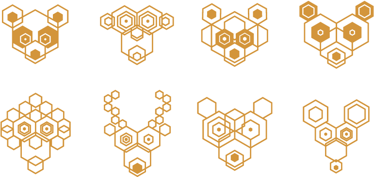 Hexagon Bear Mural - Bear Hexagon Clipart (900x517), Png Download