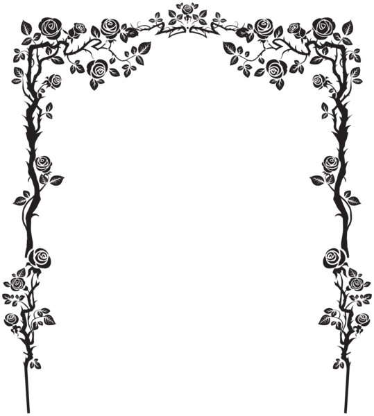 Rose Arch Decor Png Clip Art Image - Flower Silhouette Vector Frame Transparent Png (539x600), Png Download
