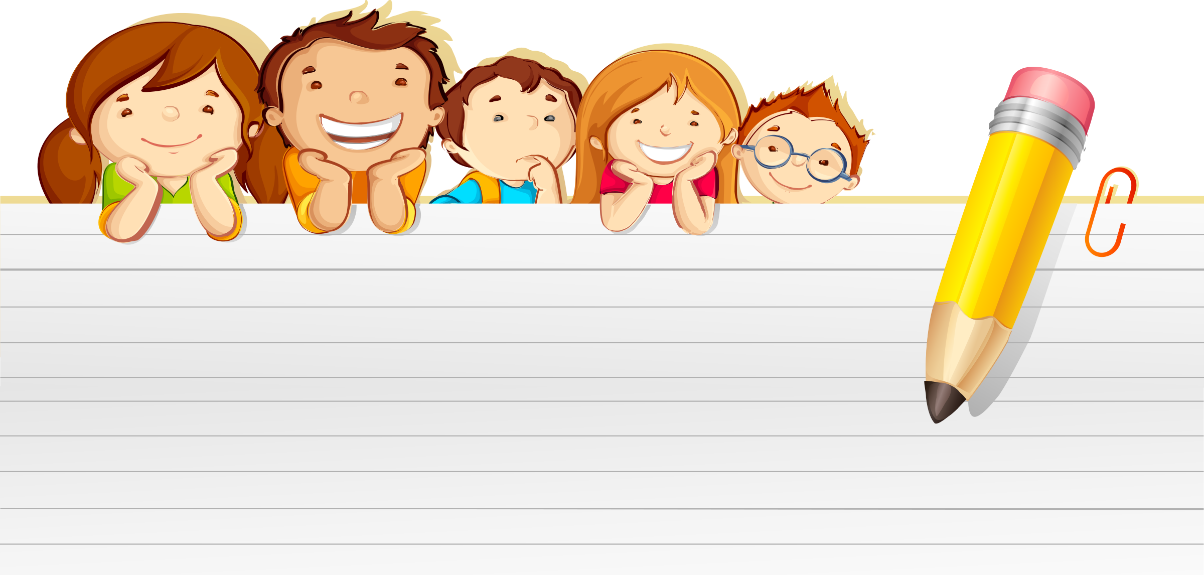 Big Image - Cartoon Kindergarten Kids Clipart (2400x1146), Png Download