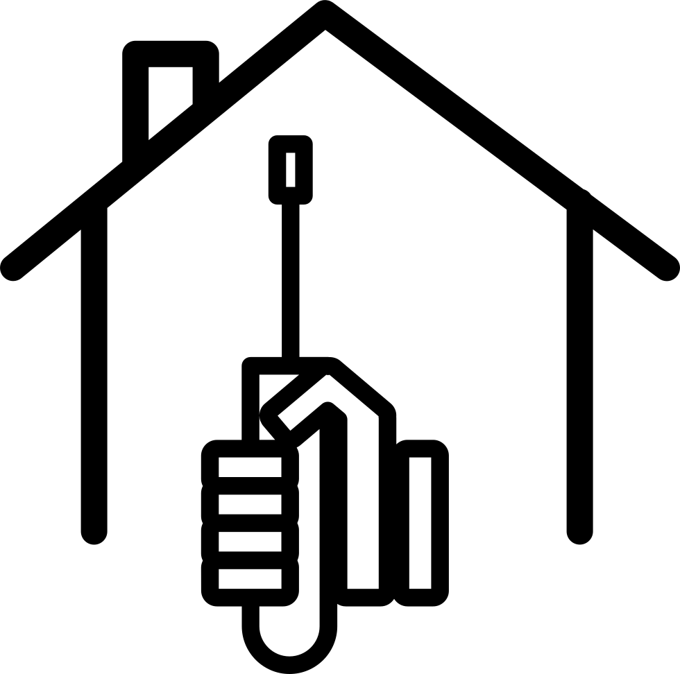 Screwdriver On Hand And House Outline Comments - Paint Roller Clipart (980x972), Png Download