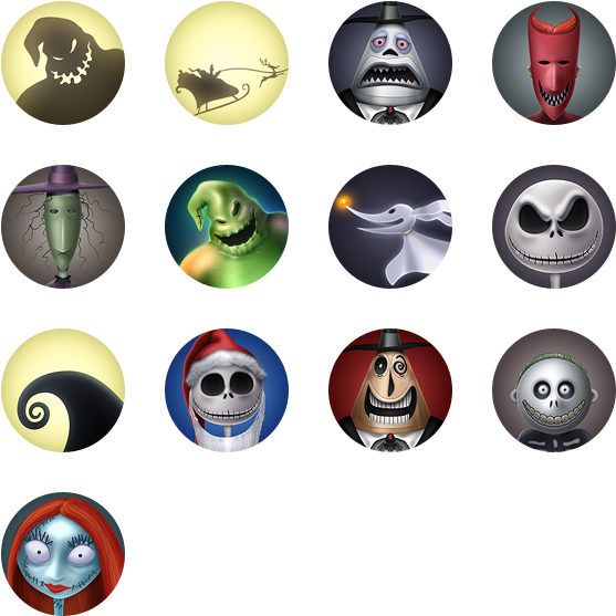 The Nightmare Before Christmas Icon Pack By Louie Mantia - Nightmare Before Christmas Character Faces Clipart (592x592), Png Download