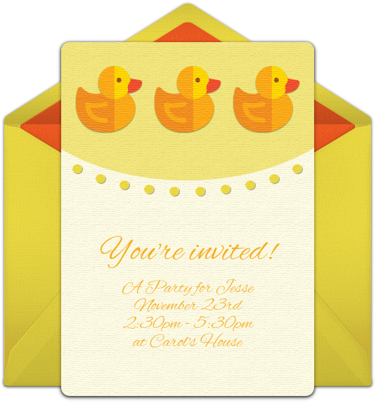 Rubber Ducks Online Invitation - Duck Clipart (650x650), Png Download