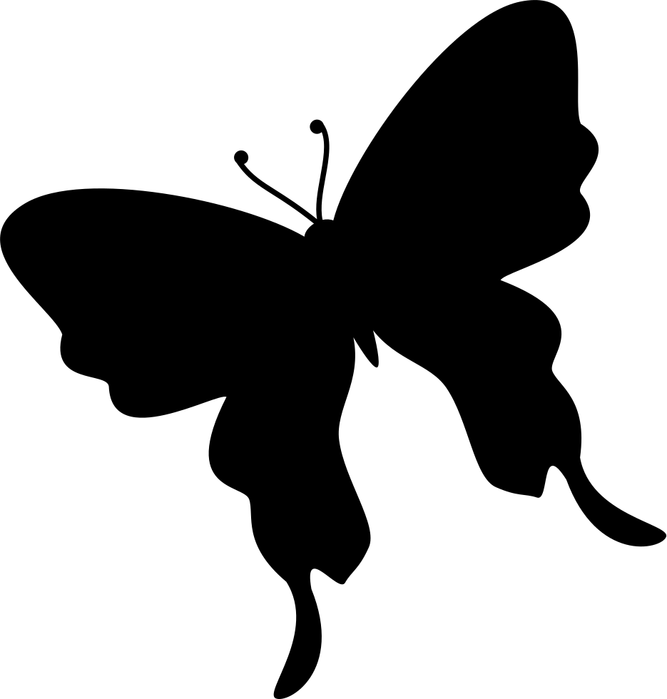 Butterfly Black Silhouette Shape From Top View Rotated - Mariposa Negra Silueta Clipart (935x980), Png Download