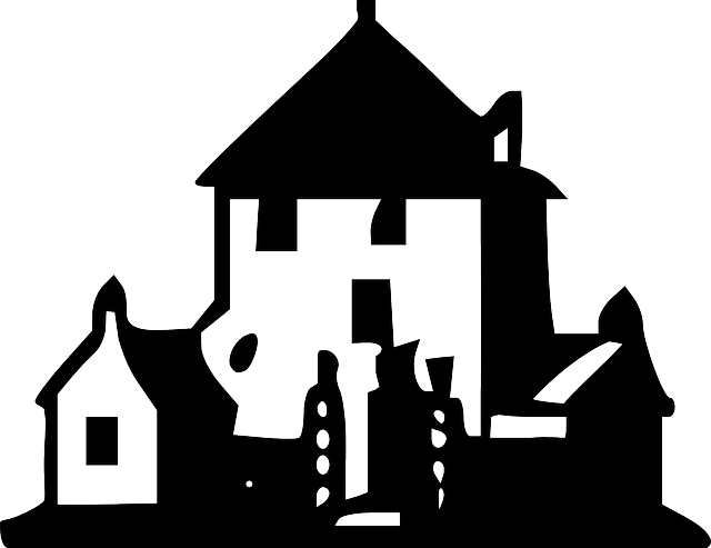 Building, House, Outline, Houses, Dark, Estate, Real - House Clip Art - Png Download (640x493), Png Download