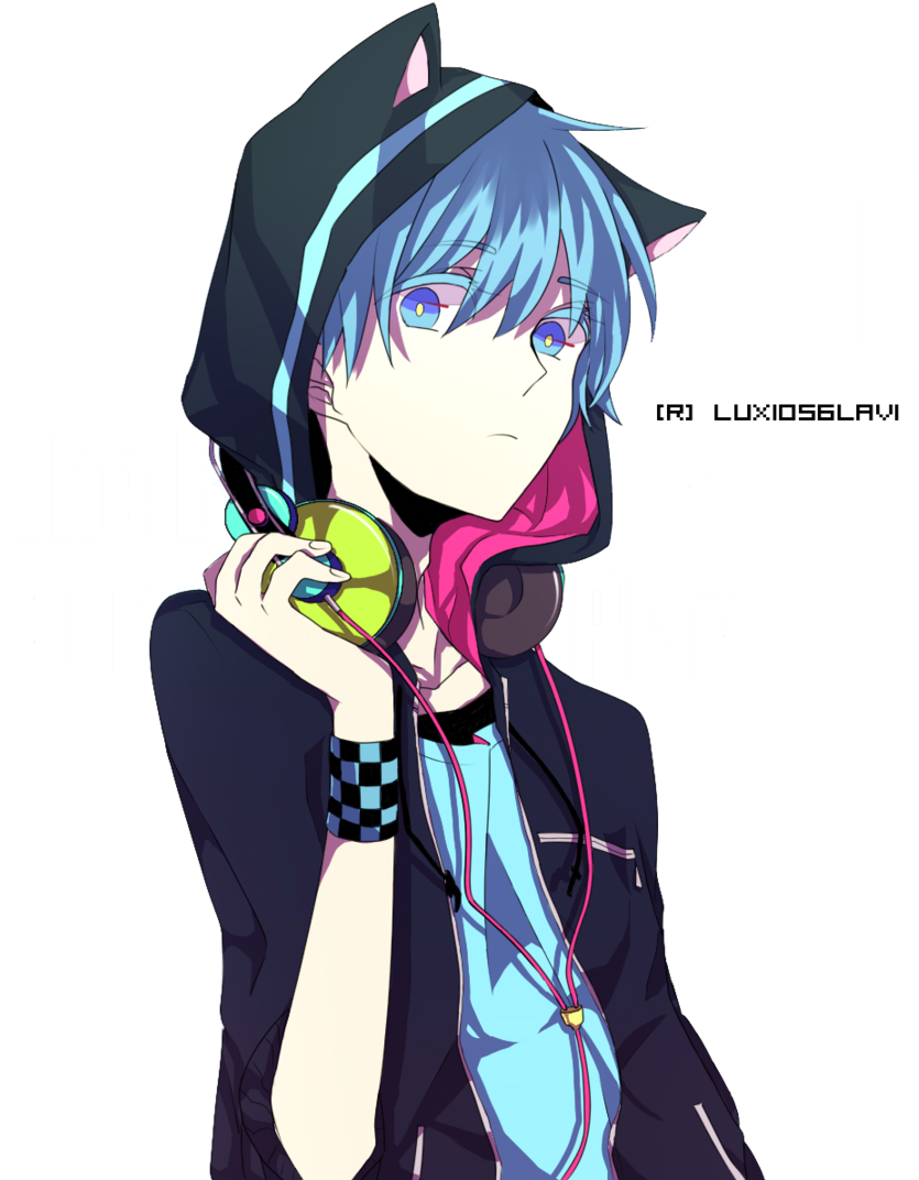 Cute Anime Boy Png - Anime Boy With Headphones Clipart (900x1082), Png Download