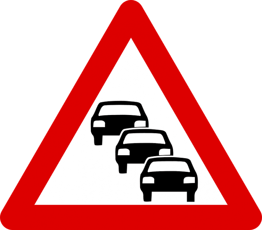 Free Png Download Traffic Queue Warning Road Sign Png - Loose Chippings Road Sign Clipart (851x748), Png Download