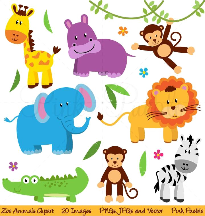 Jungle Safari Transparent Background Png - Transparent Background Animals Clipart (720x757), Png Download