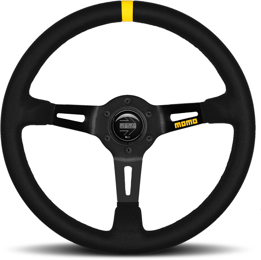08 Suede Racing Steering Wheel - Momo Steering Wheel Clipart (1200x992), Png Download