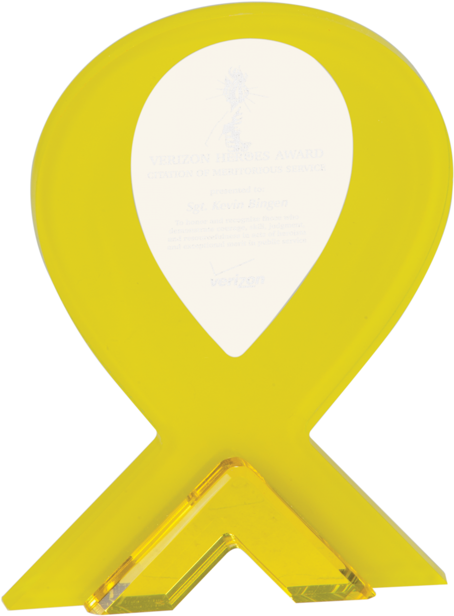 Yellow Ribbon Stand-up Acrylic Award - Circle Clipart (957x1280), Png Download