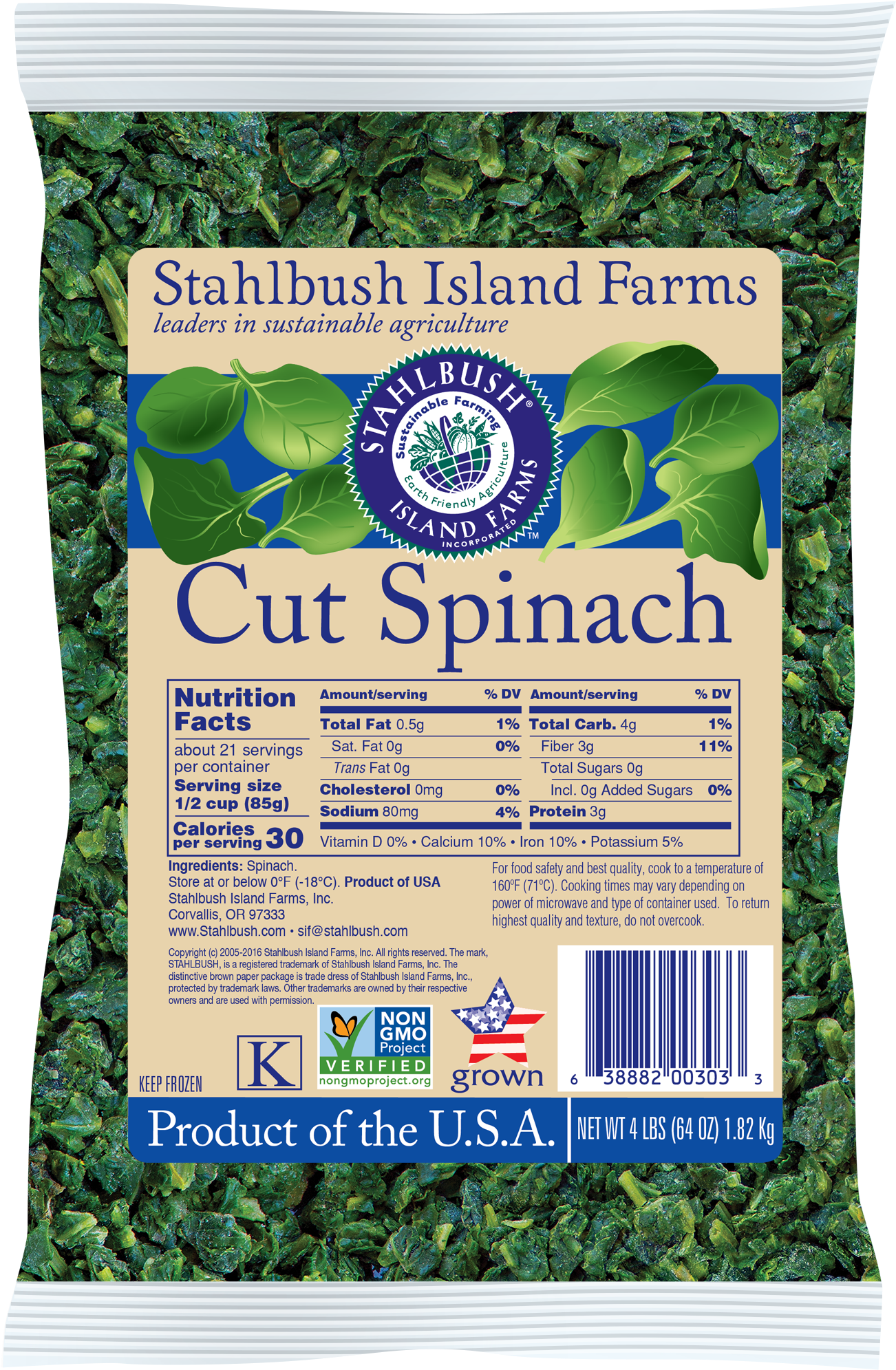 Fs Spinach Bag - Stahlbush Island Farms Clipart (1411x2000), Png Download