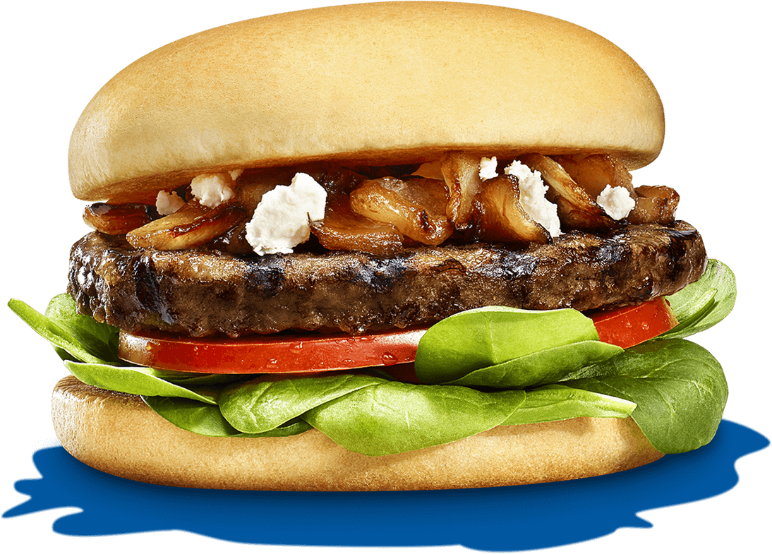 Greek-style Spinach & Onion Burger - Fast Food Clipart (1094x785), Png Download
