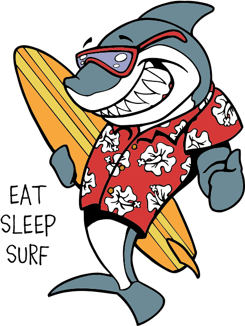 Shark Clipart Surfer - Surfing Shark Cartoon - Png Download (700x700), Png Download