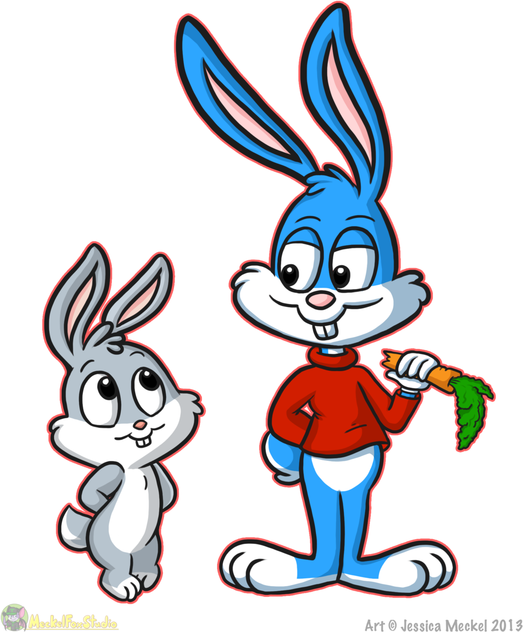 Dessiekisses 51 5 Baby Bugs And Buster Bunny By Meckelfoxstudio - Tiny Tunes Bugs Bunny Clipart (1021x1235), Png Download