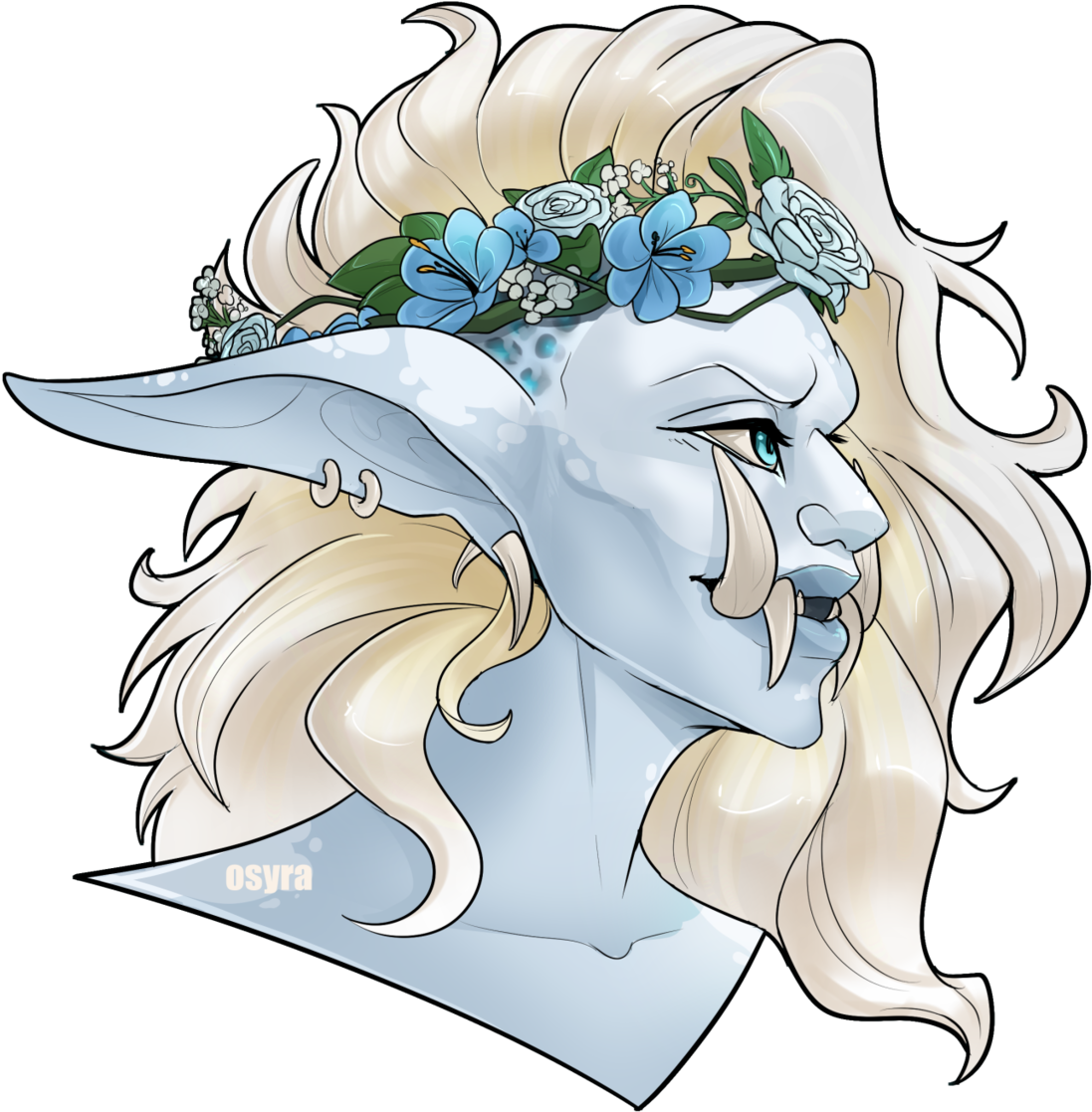 Fefeya In A Blue Flower Crown - Cartoon Clipart (1280x1178), Png Download