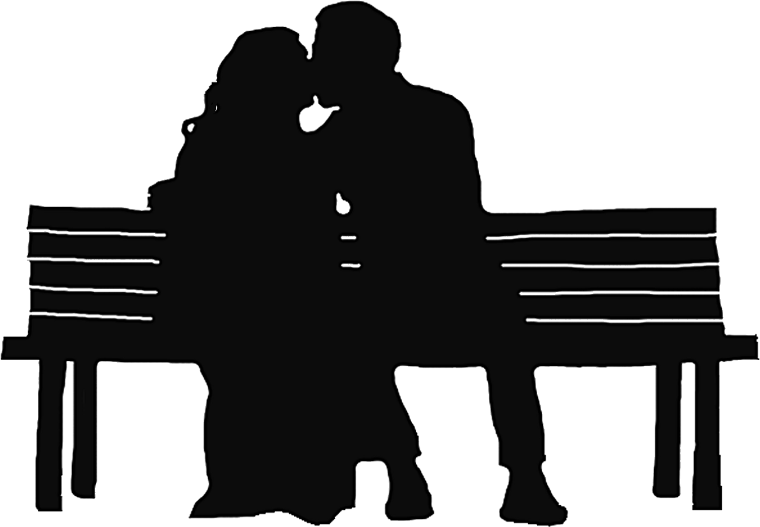 Similiar Sitting On Bench - Couple Sitting On Bench Silhouette Clipart (1600x1148), Png Download