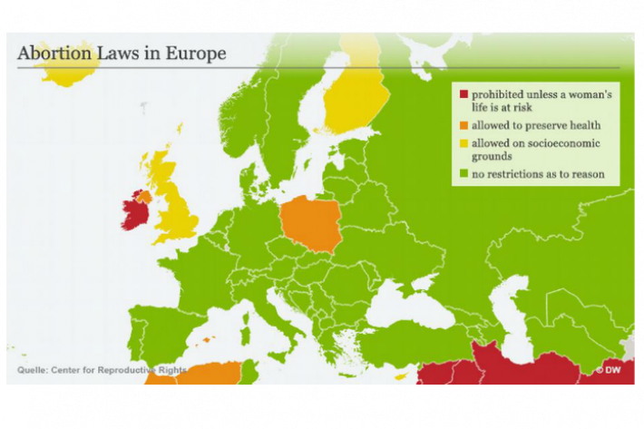 Abortion Laws In Europe- Italy Case - Europe Map Black Clipart (710x473), Png Download