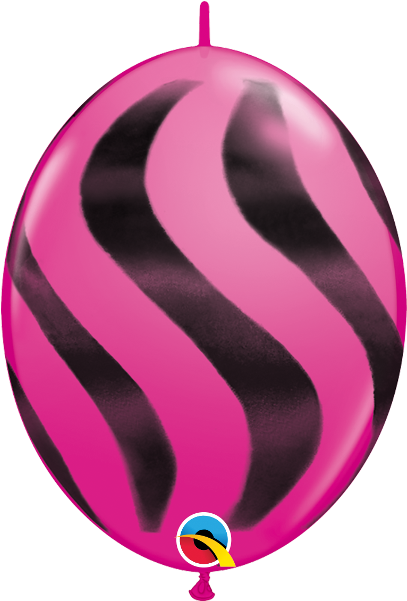 Black & Pink Wavy Stripes Quick Link 12" Latex Balloons - Graphic Design Clipart (600x600), Png Download