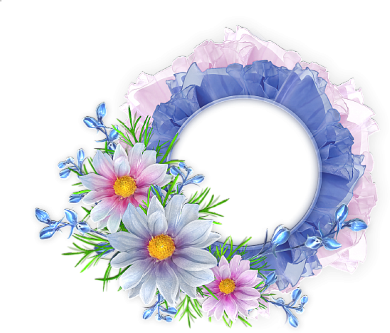 Free Png Blue And Pink Round Transparent Frame With - Flower Round Frame Png Clipart (850x688), Png Download