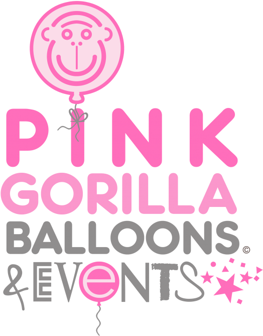 Pink Gorilla Balloons Logo - Graphic Design Clipart (524x669), Png Download