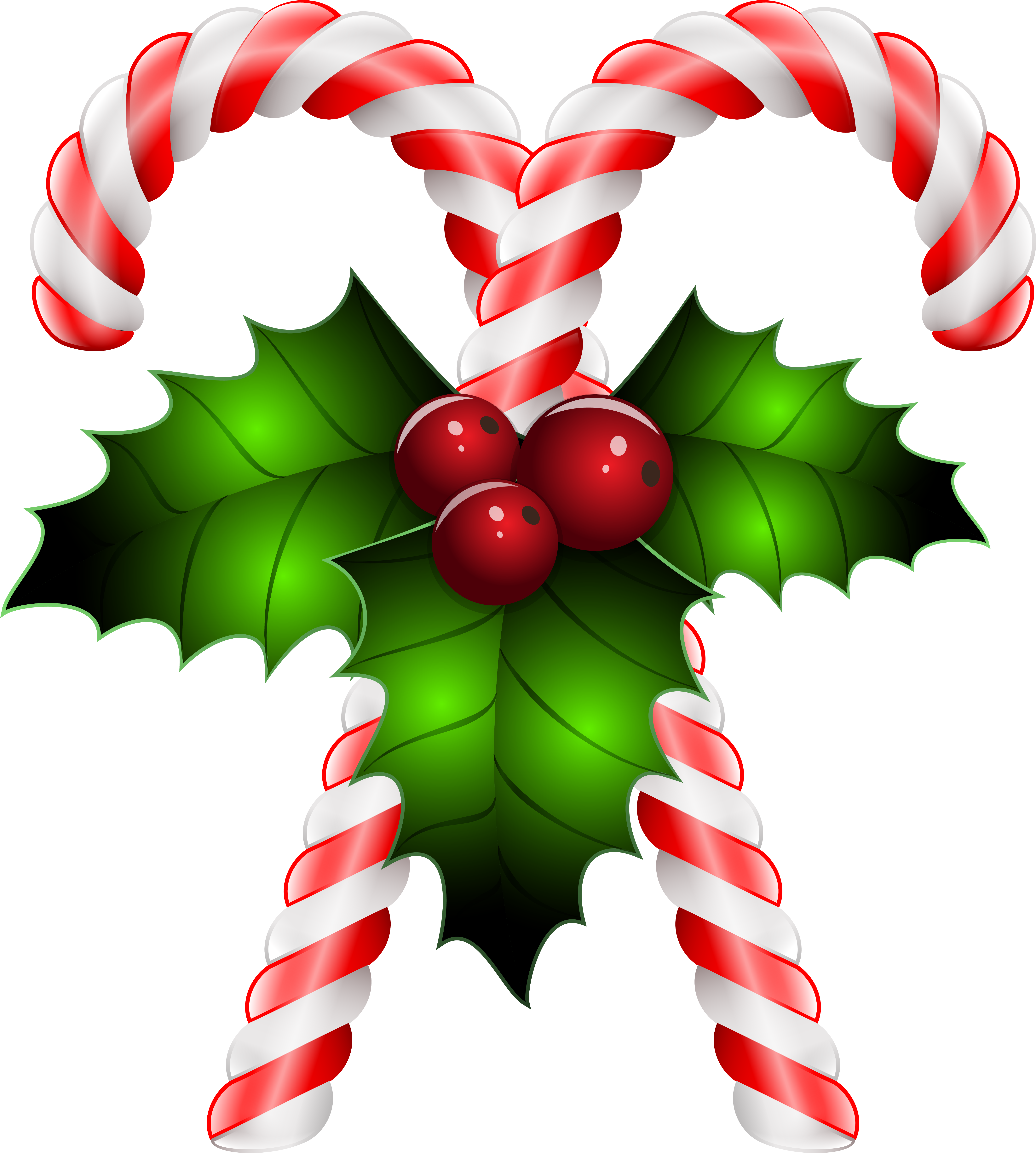 Candy Canes With Holly Transparent Png Clip Art Imageu200b - Candy Canes Transparent Background (5491x6112), Png Download